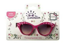 Солнцезащитные очки д.детей Бабочки,оправа ярко-розовая
