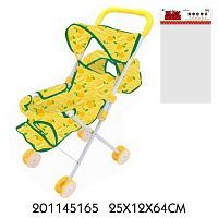 Коляска прогулочная Лимоны двухместная с крышей, металл., пакет