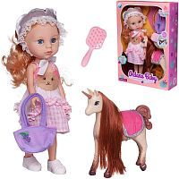 Кукла Junfa Ardana Baby блондинка в бело-розовом платье с единорогом 32,5 см