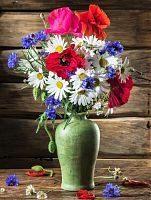 Алмазная мозаика Цветы в деревянном домике, 30х40 см, полн. заполнение, с подр.