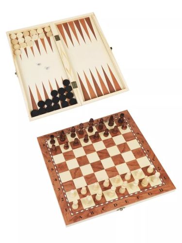 Настольная игра 3 в1 Шахматы, шашки, нарды игровое поле 35х35 см фото 2