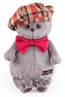 Басик в красном клетчатом берете с бантом из флиса 25 см