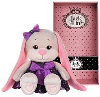 Мягкая игрушка Jack & Lin Зайка Лин в фиолетовом платьице с пайетками, 20 см