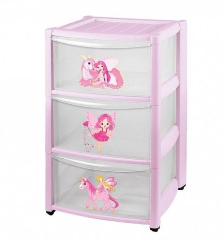 комод детский на колёсах 3 ящика, розовый Комод детский на колёсах 3 ящика, розовый