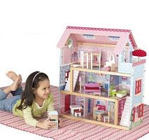 Кукольный домик KidKraft Открытый коттедж, для кукол до 15 см (с мебелью 19 элементов)