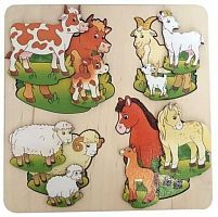 Рамка-вкладыш Нескучные игры Больше-меньше Домашние животные (7914), 12 дет.