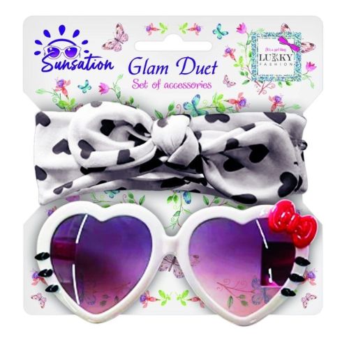 Солнцезащитные очки для детей и повязка для волос, цвет белый