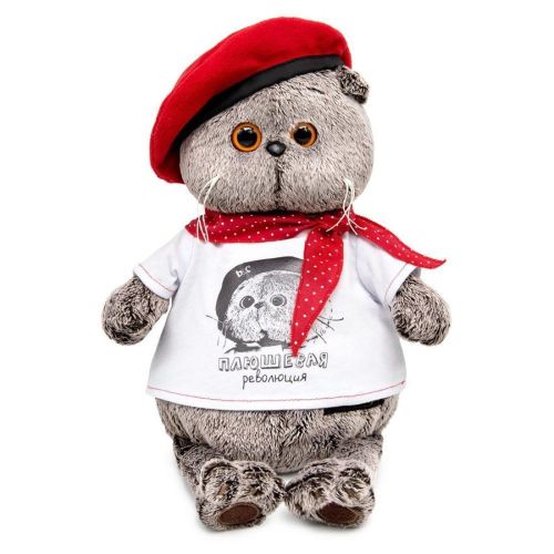 Басик в футболке с принтом Плюшевая революция 25 см