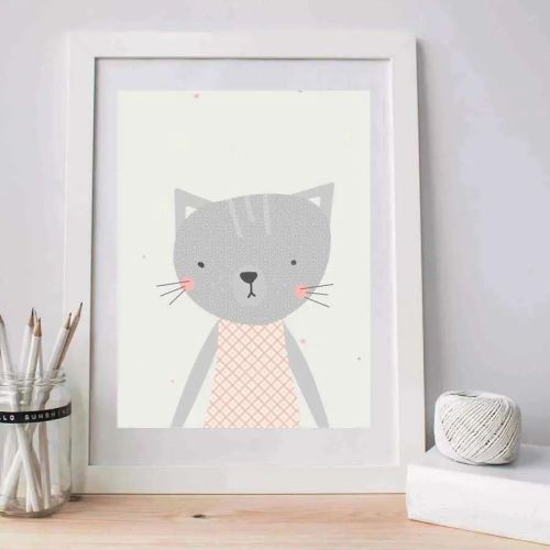 Интерьерный дизайнерский постер "Мяу кис-кис" (размер А4)
