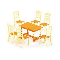 Набор мебели для кукол ПОЛЕСЬЕ №6, 7 элементов, оанжевый