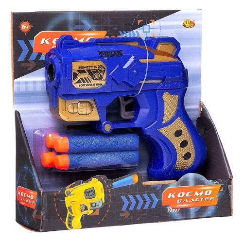Бластер Abtoys Космобластер с 4 мягкими пулями (синий) фото 3
