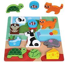 Вкладыши-фигурки "Кто что ест. Домашние животные": 10 эл, 20 см