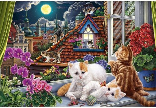 Роспись по холсту Ночные котята, 30х40 см