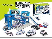 Парковка-трек Junfa Полиция с 2 машинками, лифтом, аксессуарами