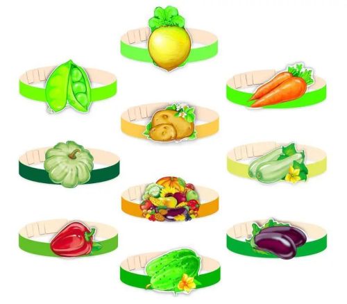 комплект масок-ободков. овощи (10 шт. в комплекте) Комплект масок-ободков. Овощи (10 шт. в комплекте)