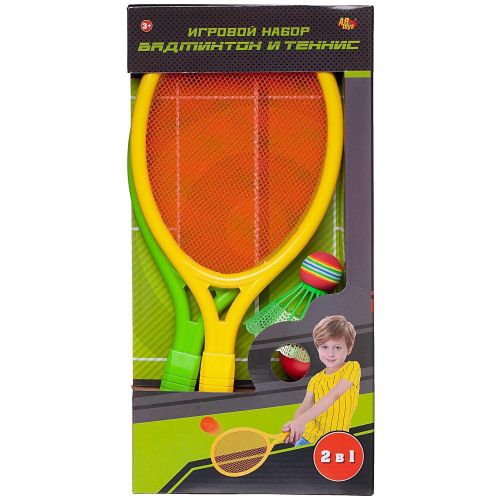 Спортивная игра ABtoys Бадминтон и теннис 2в1 в комплекте 2 ракетки, мяч и воланчик фото 4