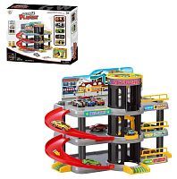 Парковка 3-х уровневая с лифтом, в наборе с 5 машинками и аксессуарами, не менее 29 элементов, в коробке