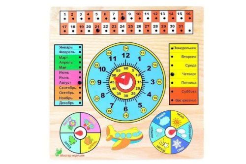Обучающая доска Календарь с часами