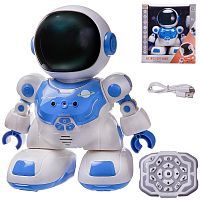 Робот на радиоуправлении JUNFA Астронавт с пультом управления, световые и звуковые эффекты, синий