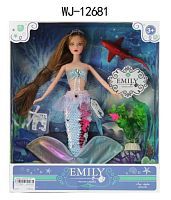 Кукла ABtoys Emily Русалочка (топ и перламутровый хвост), аксессуары, 30см
