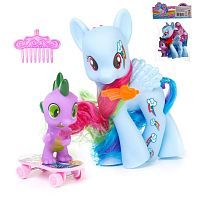 Пони с малышом дракончиком, скейтбордом и аксессуарами