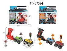 Машинка Junfa с пусковым устройством и игровыми предметами, 6х8,5х5см