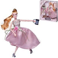 Кукла Junfa Atinil Цветочная гармония (в бледно-розовом платье) в наборе с букетом, 28см, блондинка