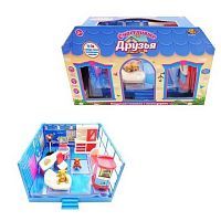 Игровой набор Abtoys Счастливые друзья Модульная комната Гостинная с мебелью и фигурками животных, 12 предметов, в коробке