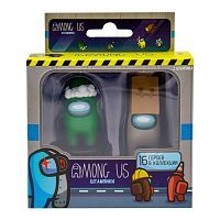 Набор фигурок-штампиков Among Us 3 серия, 2 шт. (герой в зеленой шапке)