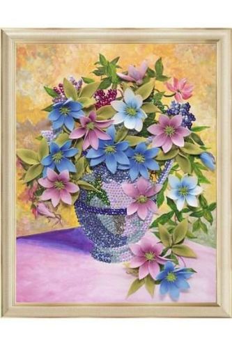 Волшебная Мастерская Мозаика из пайеток на холсте Клематисы МХ-07