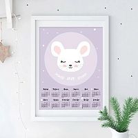 Интерьерный дизайнерский постер "Календарь с Мышонком" (размер А3)