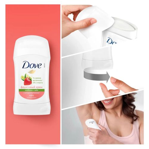 DOVE Дезодорант карандаш Клубника-лайм 48ч 40мл фото 4