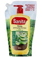 SANITA Средство для мытья посуды "Алоэ и зеленый чай", дой-пак, 900 г