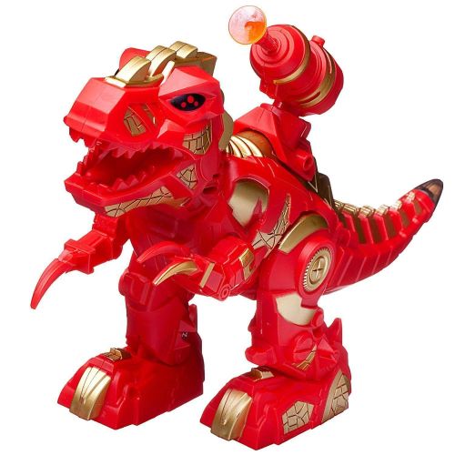 Динозавр-робот Junfa с ракетной установкой, электромеханический, свет, звук, красный фото 3