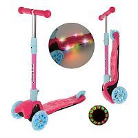 Складной самокат Moby Kids Disco колеса 120 PU со светом и звуком розовый 641464