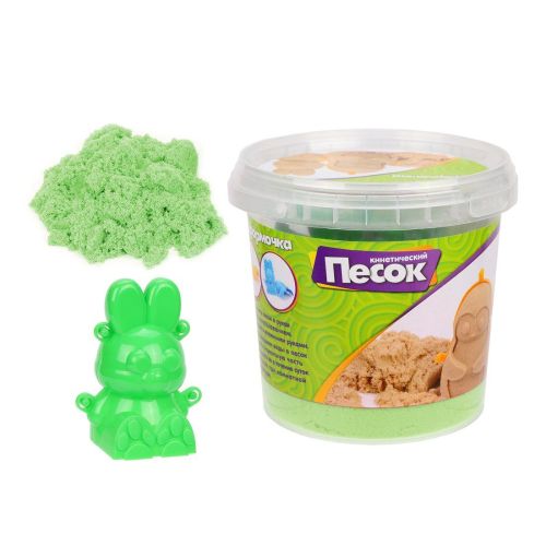 Кинетический песок Color Puppy с 3D формочкой, зеленый, 0.5 кг, пластиковый контейнер