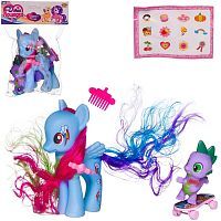 Игровой набор Abtoys Моя лошадка Пони голубая с сиреневым малышом дракончиком