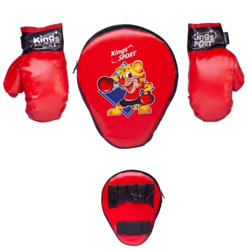 Набор боксерский Junfa Храбрый тигренок: перчатки и боксерская лапа фото 2