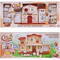 Кукольный дом Junfa "Мой новый дом" с мебелью, средний, сборный, бежевый