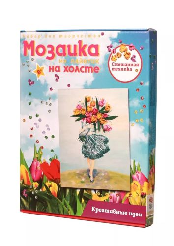 Мозаика из пайеток Волшебная Мастерская Девушка с букетом MX-034 фото 2