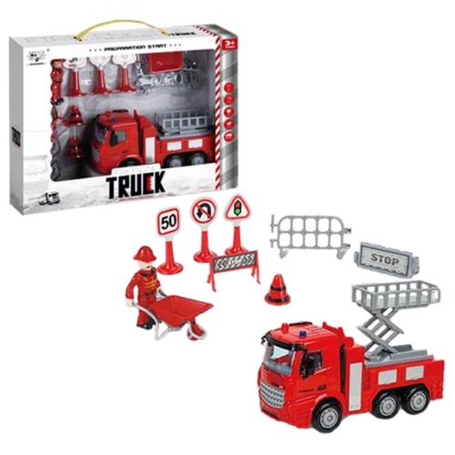 Игр. набор Пожарная охрана, 14 предметов, машина инерц., фигурка, аксессуары, коробка