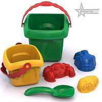 Набор для песочницы НОРДПЛАСТ ШКОДА №7 Лето ведро малое, ведро, большое, совок большой, 3 формочки