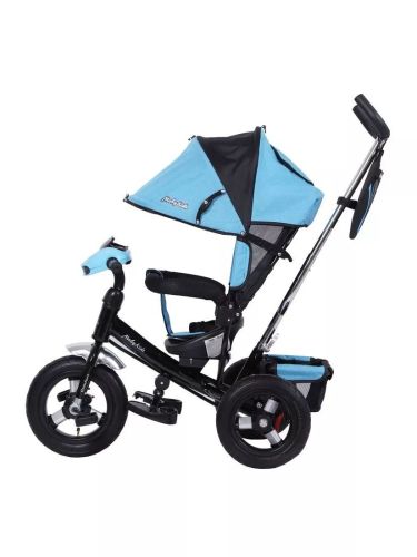 Трехколесный велосипед Moby Kids Comfort 12x10 Air Car со светом и музыкой синий меланж 649238 фото 2