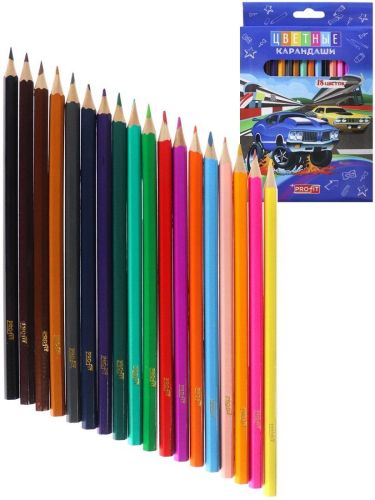 Набор цветных карандашей 18 цветов Авто