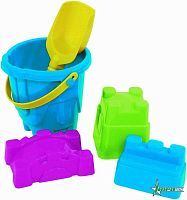 Набор для песка N8 (Ведро "Крепость" 083, Совок большой 026, 3 формочки "Крепость" 081) 12х23х16 см