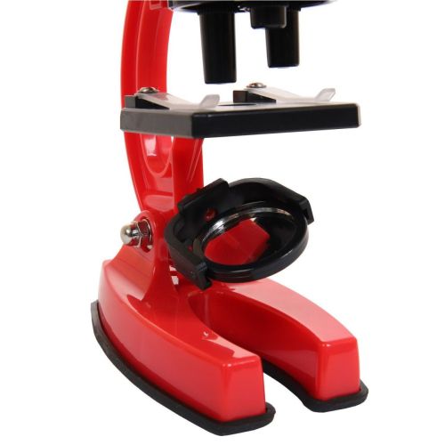 Микроскоп c аксессуарами увеличение 100х200х450х, 23 предмета, красный, металл, пластмасса фото 4