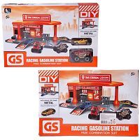 Парковка Junfa Заправочная станция с двумя металлическими машинками, в коробке