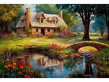 Алмазная мозаика Домик в лесу, 30х40 см, 30 цв., полн. заполнение, с подр.