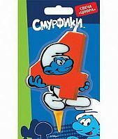 Свеча цифра № 4 Смурфики