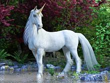 Алмазная мозаика Единорог у реки, 30х40 см, 27 цв, полн. заполнение, с подр.